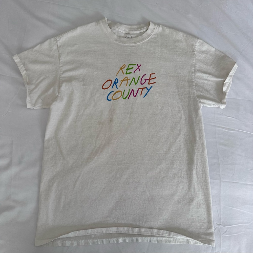 Rex Orange County The Pony Boy Tour Merch Graphic White Short‎ Sleeve Shirt Med